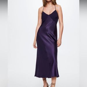 Mango Satin Panel Dress - Lilac